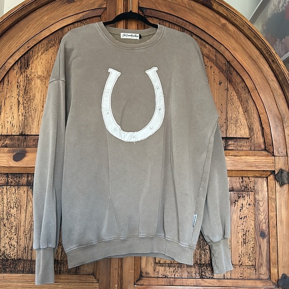 Free People The Laundry Room Horseshoe Jumper Pullover Sweater Rhinestones - Picture 6 of 12